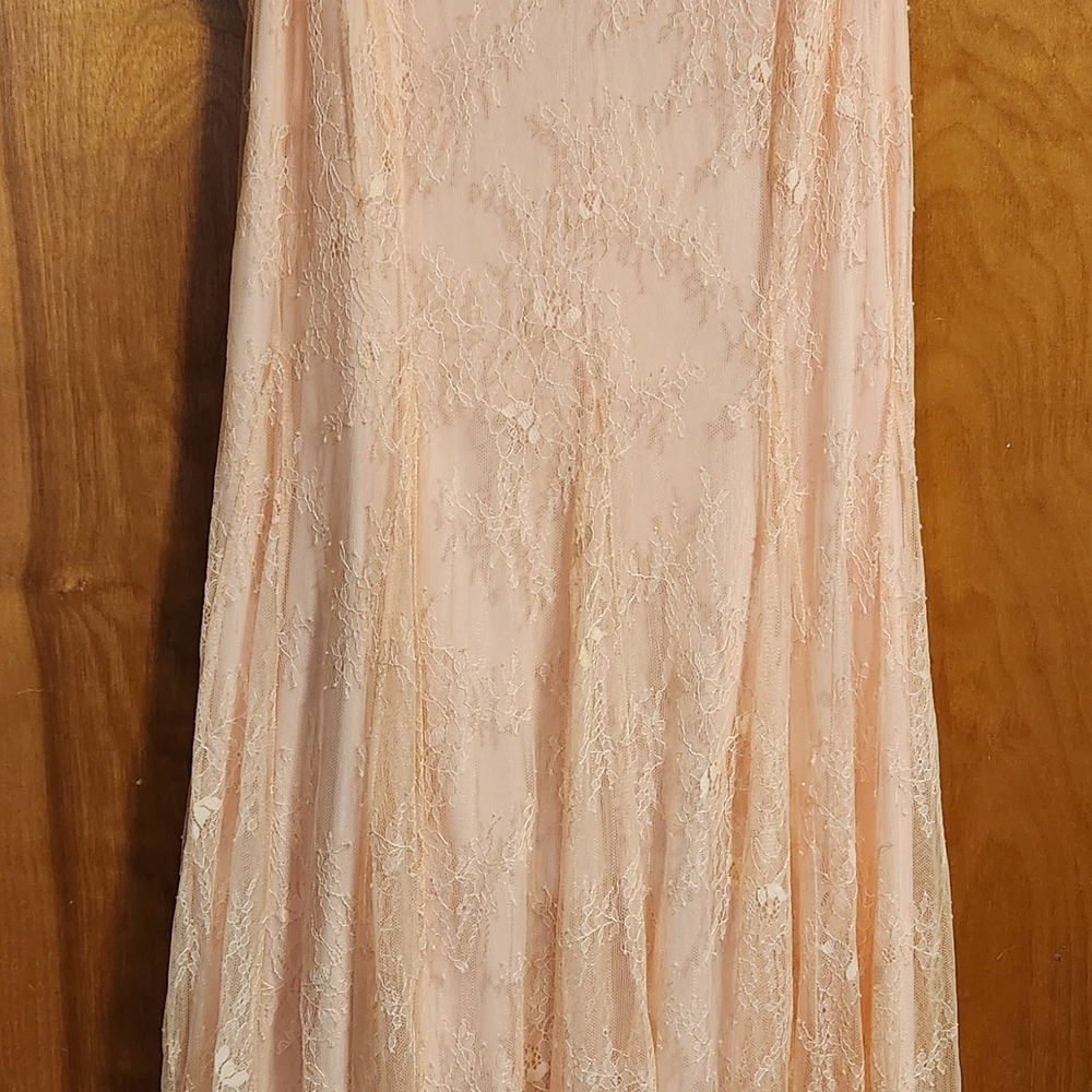 Elegant Lace Peach Dress